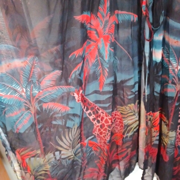 Torrid tropical jungle print caftan coverup 00/0 - Picture 4 of 4